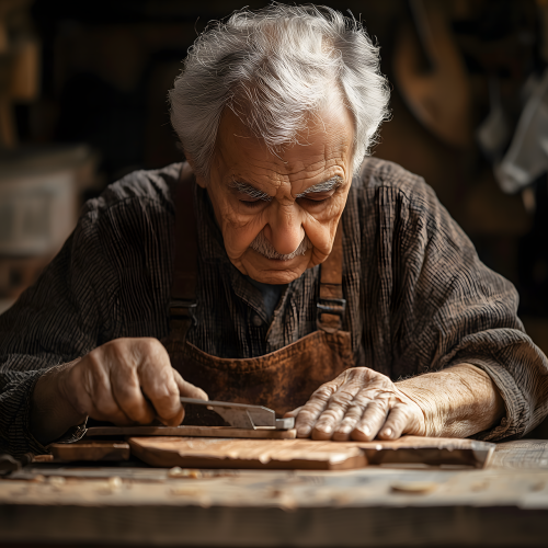 ai generated, man, craftsman, carpenter, elderly, artist, traditional